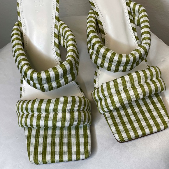 Asos Gingham Heeled Mules in Green Gingham - Picture 2 of 4